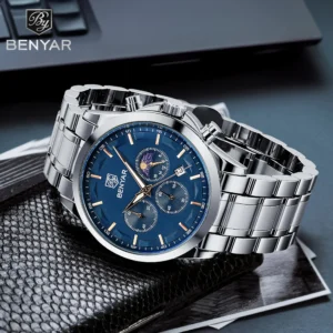 SAPPHERO Men's Luxury Business Watch Tough Stainless Steel Men's Watch Sports Waterproof Watch Workplace Men's Gift Wrist Watch