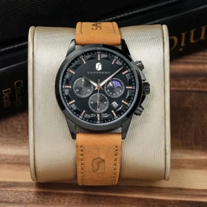 SAPPHERO Classic Men's Watches Stainless Steel Watches 10ATM Wristwatch Leather Strap Chronograph Date Men's Gifts Jewelry