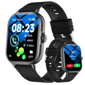 Smart watch, answer/make calls, message reminders, music playback, 2.01-inch full touch screen, compatible with iPhone/Android