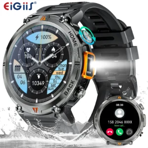 EIGIIS KE3 Smart Watch 3ATM Waterproof Original Design For Men Bluetooth Call Health Monitor With Flashlight 100+ Sports Modes
