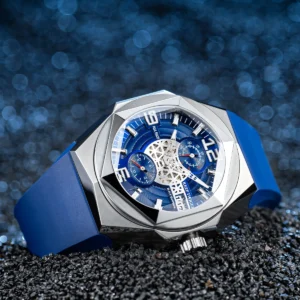 Reef Tiger RT Men's Sports Watch Multifunction Automatic Mechanical Waterproof with Calendar Rubber Strap Steel Case RGA6906