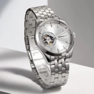 BERNY Automatic Watches for Men Luxury Elegant Skeleton Dress Mechanical Watch Sapphire Luminous Hands 5ATM Business Wristwatch