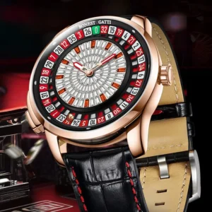 BONEST GATTI New Top Men Mechanical Watch Automatic Movement Arabic Numerals Rotating Dial Roulette Watch Diamond Luminous Hands