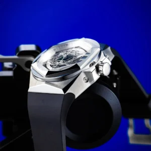 Reef Tiger Men Automatic Watch 43mm Luxury Mechanical Wristwatch Luminous Skeleton Hexagonal Bezel Rubber Strap