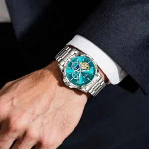 LIGE Automatic Mechanical Watch Men Skeleton Hollow Out Dial Man Wristwatch Waterproof Luminous Moon Phase Male Wrist Watch+Box