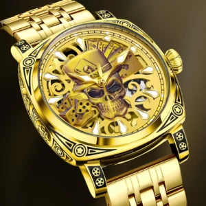 Glenaw Skull Series Top Brand Luxury Fashion Personalized Fully Automatic Mechanical Gold Watch Men's Waterproof Watch
