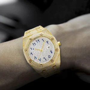 Aokaishen Hip Hop Stainless Steel Wristwatches for Women Full Iced Out Stones Fashion Luxury Zircon Quartz Square Watches Gift