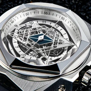 REEF TIGER Men's Luxury Black Shark Hexagon Skeleton Mechanical Watch Automatic Rubber Band Wristwatch RGA6908